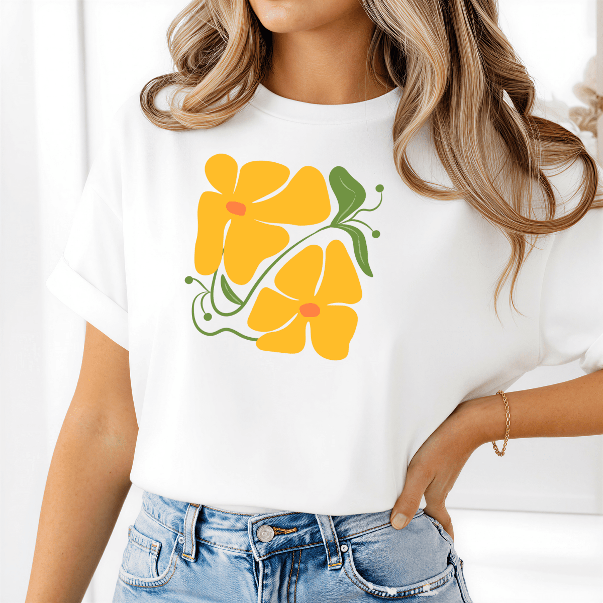 Camiseta Feminina de Algodão de Manga Curta Fleura - Ravian